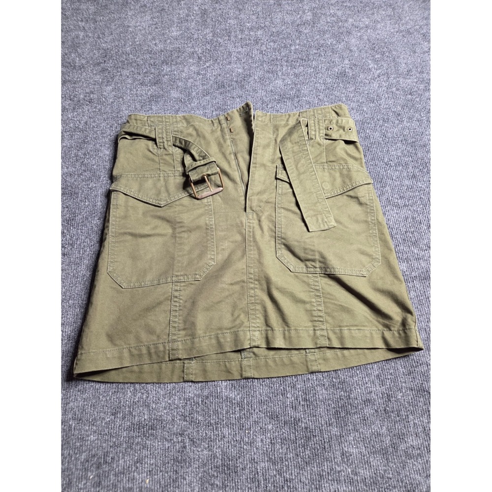Banana Republic Womens Olive Green Belted Utility Mini Skirt Size 8 Cotton Twill